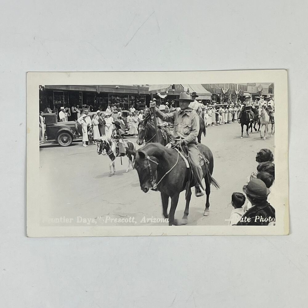 1900s RPPC Frontier Days Prescott Arizona Parade Cowboy Oldest Rodeo Postcard